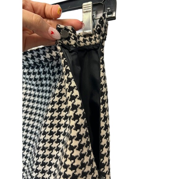 Eddie Bauer Wool Blend Slit Pleats Black & White Houndstooth Skirt Lined Size 6 - Picture 12 of 12